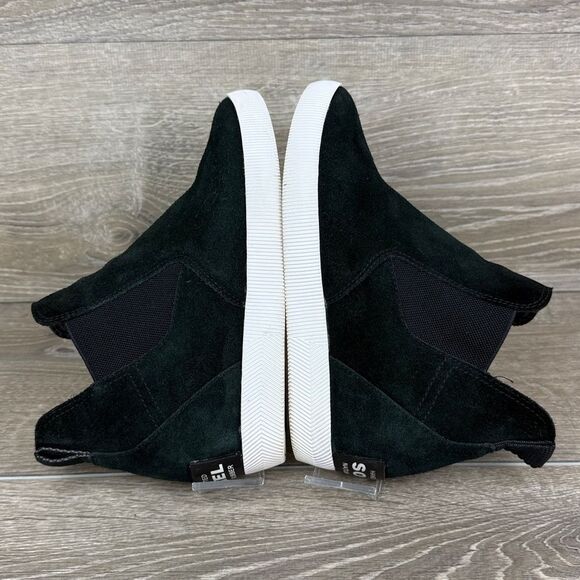 Sorel Out ‘N About Women’s Sz 9 Black Suede Pull On Hidden Wedge Hi Chelsea Boot - Picture 10 of 10